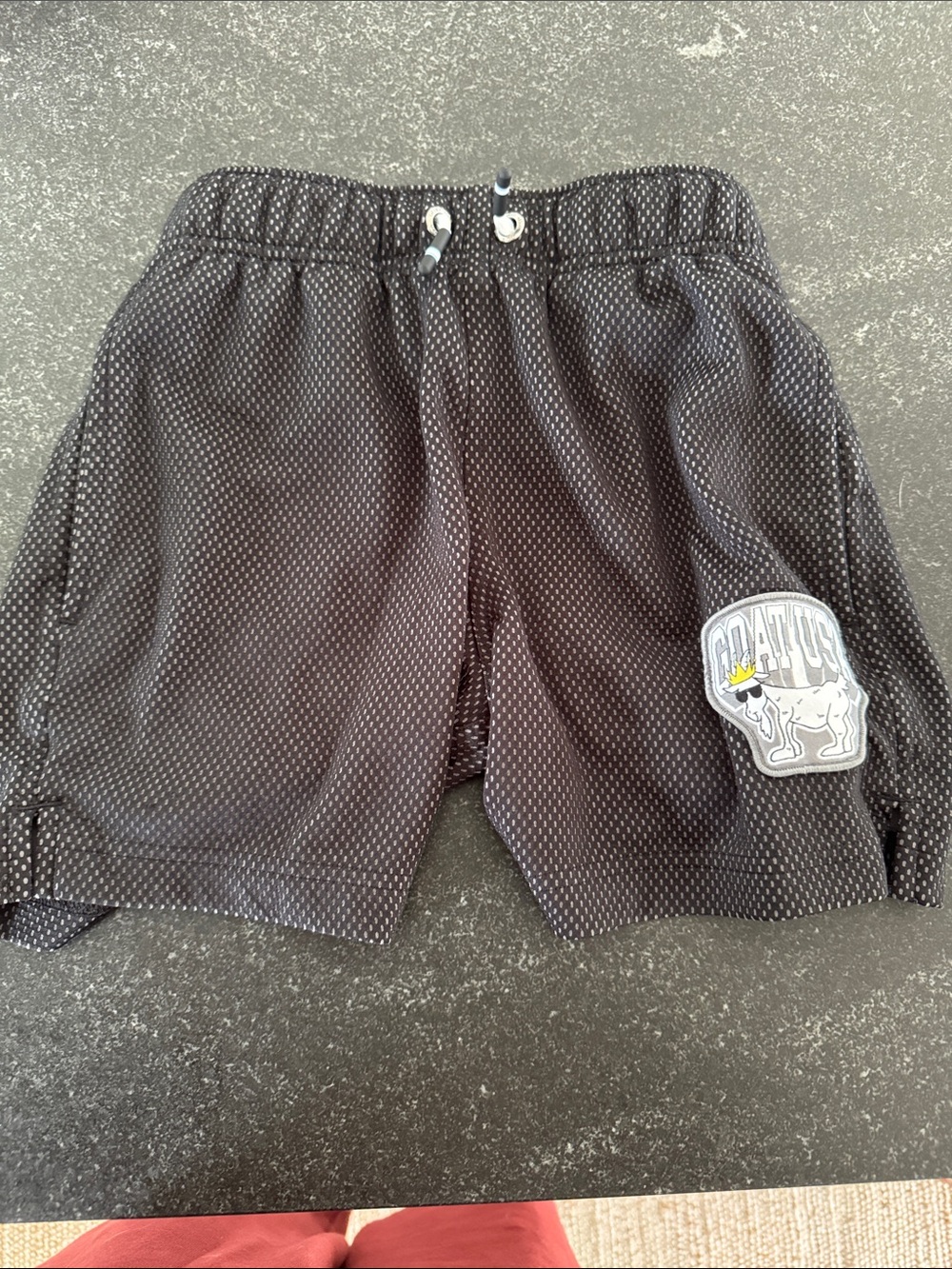 Kids Black Drawstring Shorts with Graphic Patch
